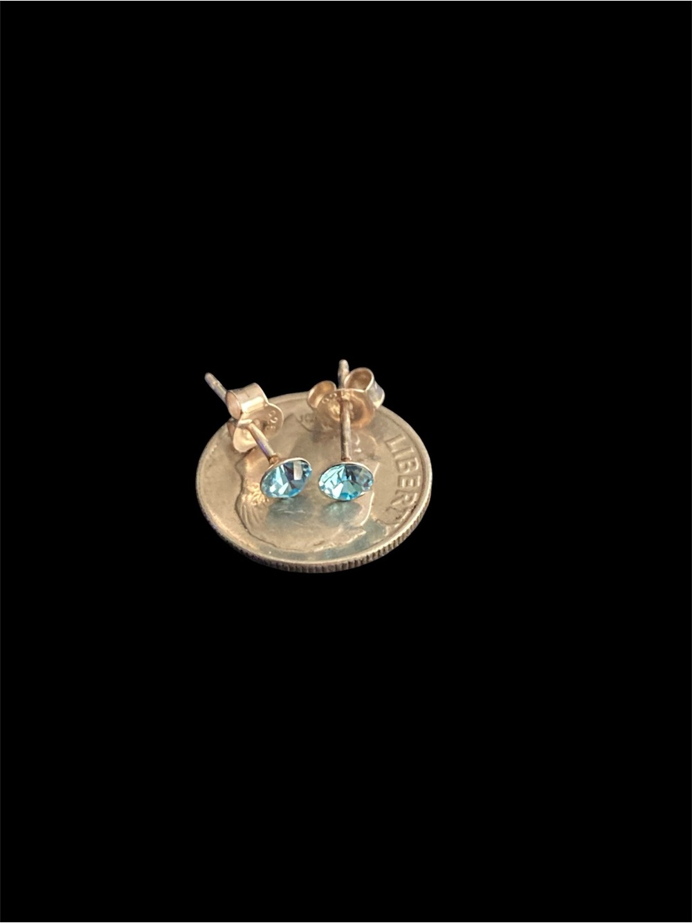 Sea Glass Blue Crystal Stud Earrings - Women Jewelry - Picture 5 of 5